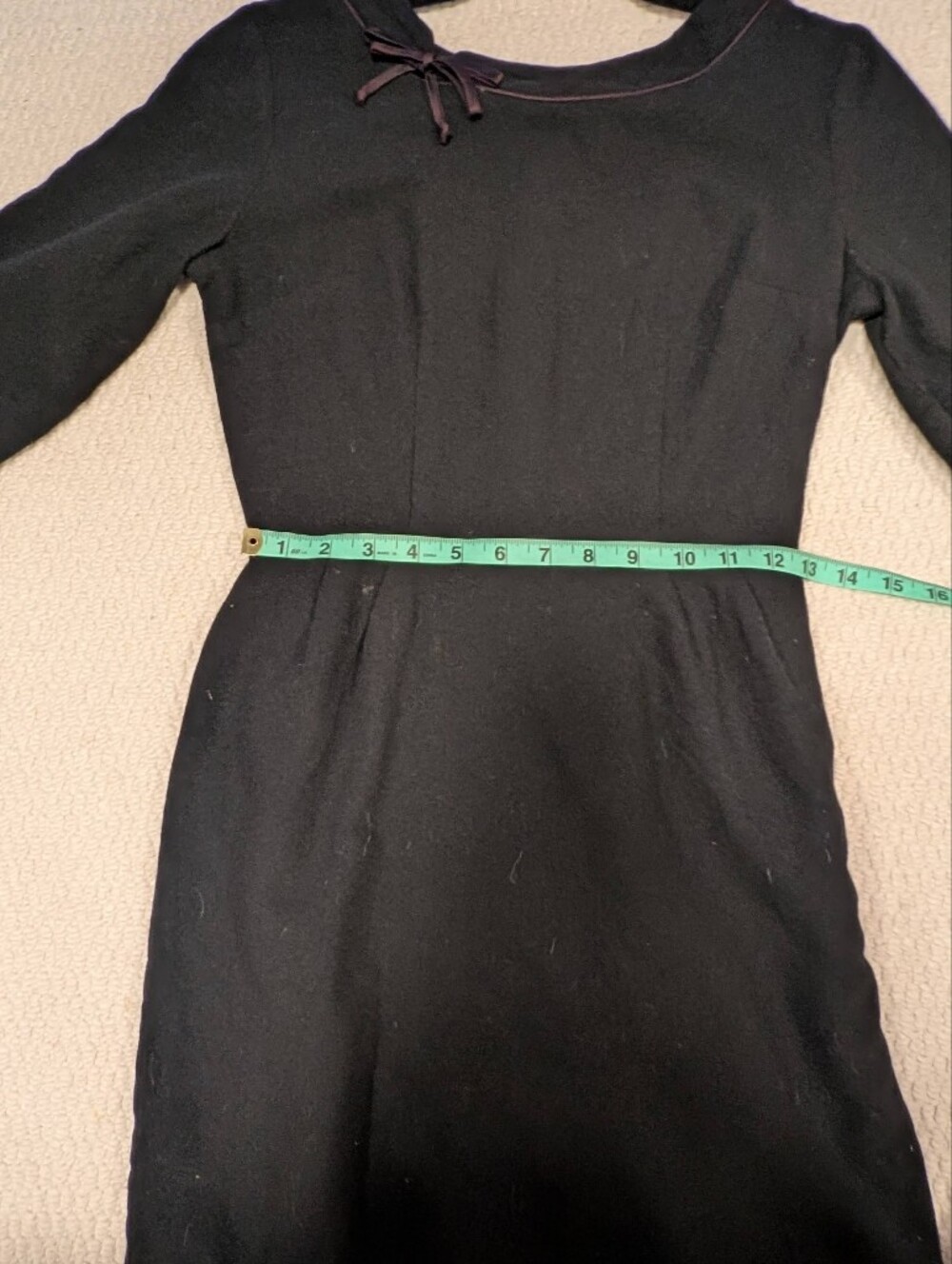 Vintage 1940s 1950s Black Wiggle Dress with Back Buttons - Picture 5 of 9